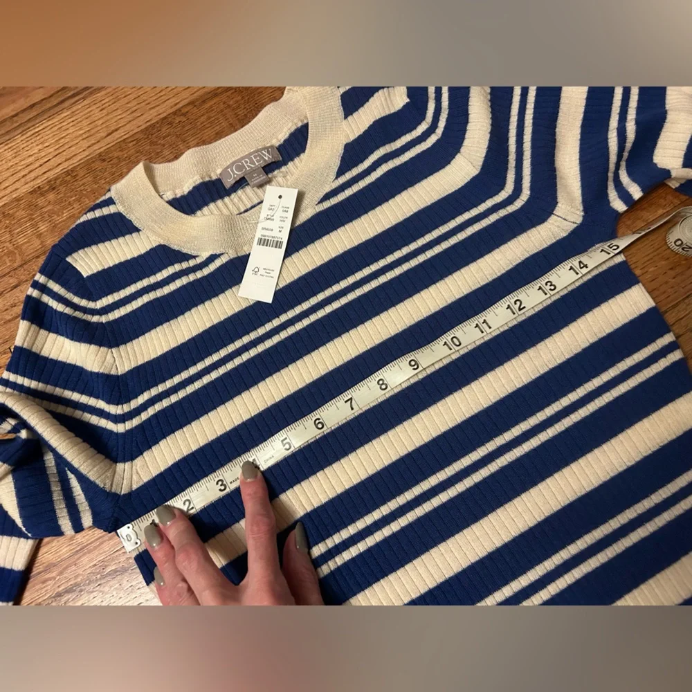 J. Crew Carolyn three-quarter sleeve sweater in striped merino wool - Picture 8 of 10